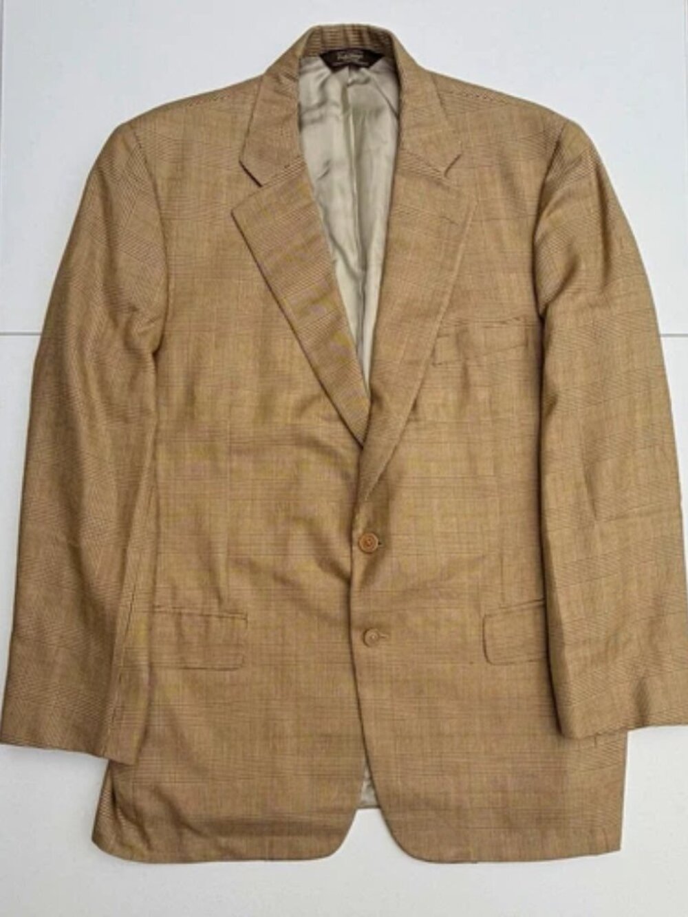 Vintage Paul Stuart Mens 43 Long Silk Wool Blazer Sport Coat Italy Plaid 43L